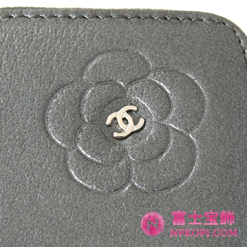 シャネル クルーズライン カメリア 長財布 ダークシルバー A47007
